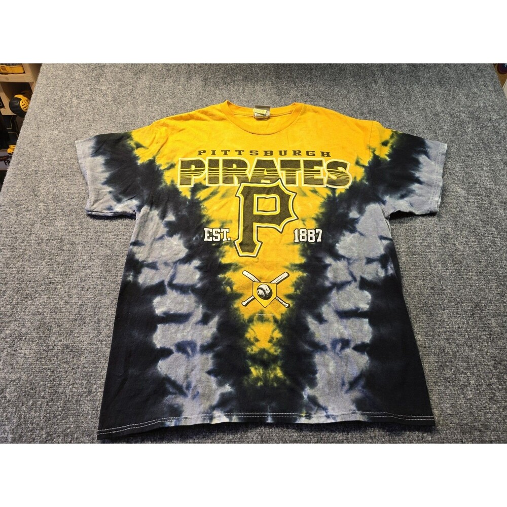 Pittsburgh Pirates Tye Dye MLB Baseball Yellow Black Shirt Size X-Large